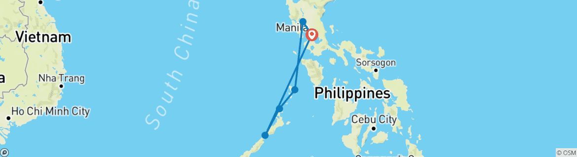 Image d'une carte montrant l'itinéraire du circuit