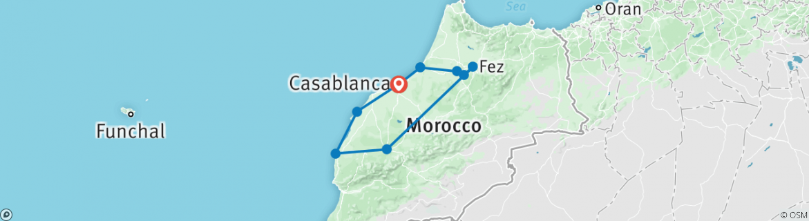 Foto van een kaart met de route van de rondreis