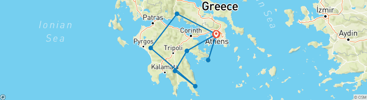 Image d'une carte montrant l'itinéraire du circuit