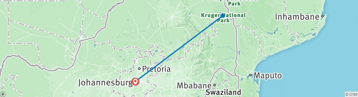 Map of Kruger National Park Express 3 Days/ 2 Nights ( Comfort)