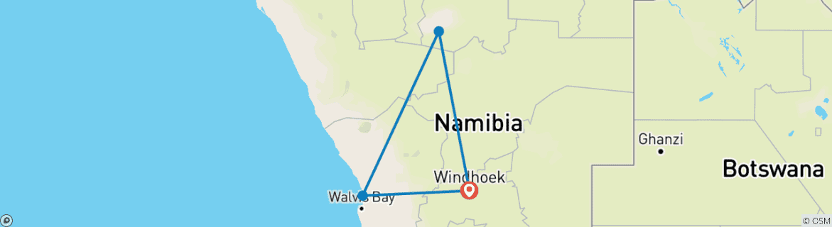 Karte mit der Reiseroute