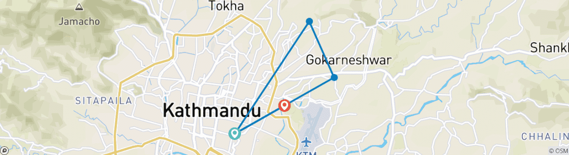 Foto van een kaart met de route van de rondreis