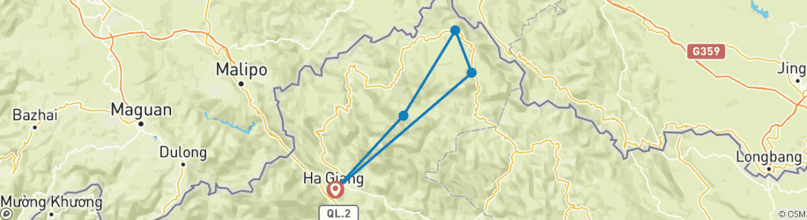 Karte mit der Reiseroute