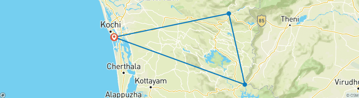 Carte du circuit Le Kerala et sa beauté