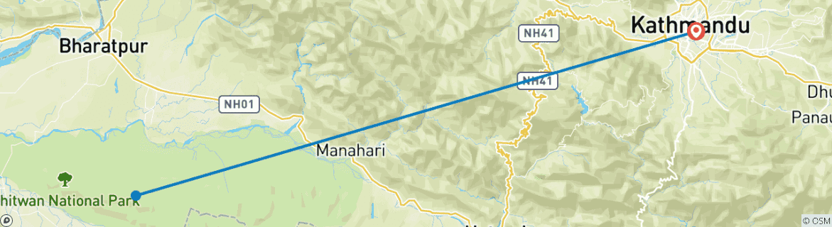 Map of Chitwan Jungle Safari