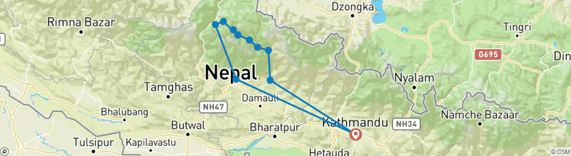 Carte du circuit Circuit de l'Annapurna