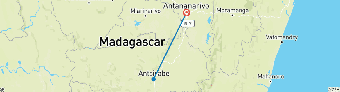 Kaart van Safari in het Ranomafana nationaal park & Antisirabe - 5 dagen, 4 nachten