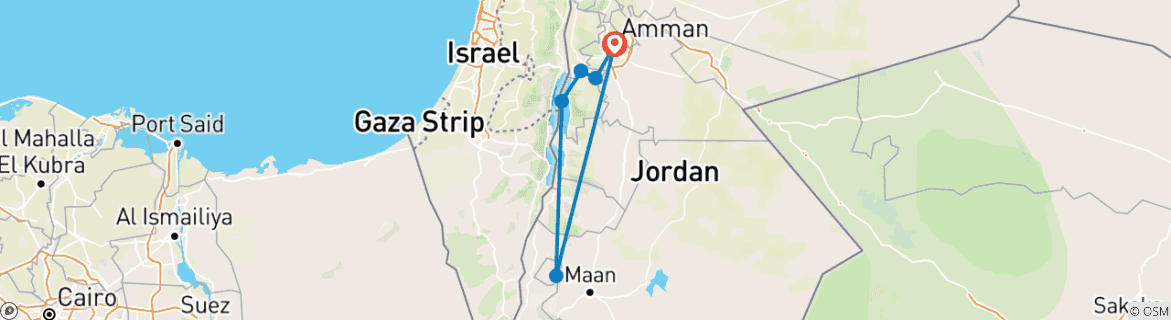 Karte von Unterwegs Jordanien Tour: 3 Tage 2 Nächte (CT-JHT-002)