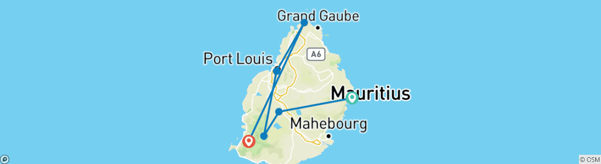 Map of Mauritius Experience 10 Days-9Nights ( Comfort Plus )