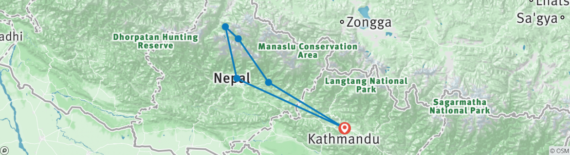 Carte du circuit Circuit court de l'Annapurna 9 jours