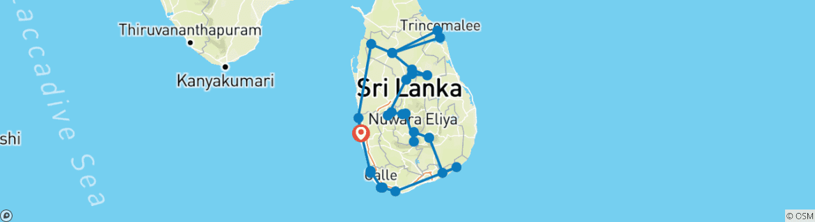 Mapa de El Secreto de la naturaleza de Sri Lanka - 21 días