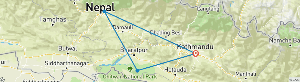 Carte du circuit Combinez le circuit d'aventure de 10 jours