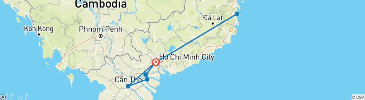 Map of Tailor-Made Vietnam Private Trip to Mekong Delta, Daily Depart