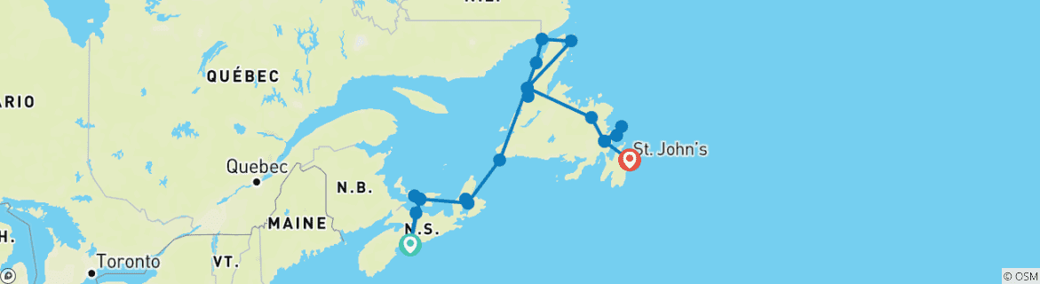 Map of Enchanting Islands & Circle Newfoundland