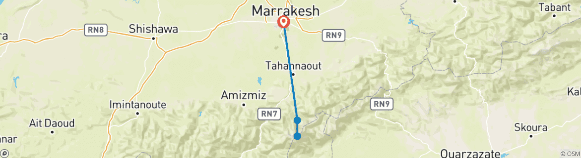 Karte von Marokko: Toubkal Wanderreise - 3 Tage