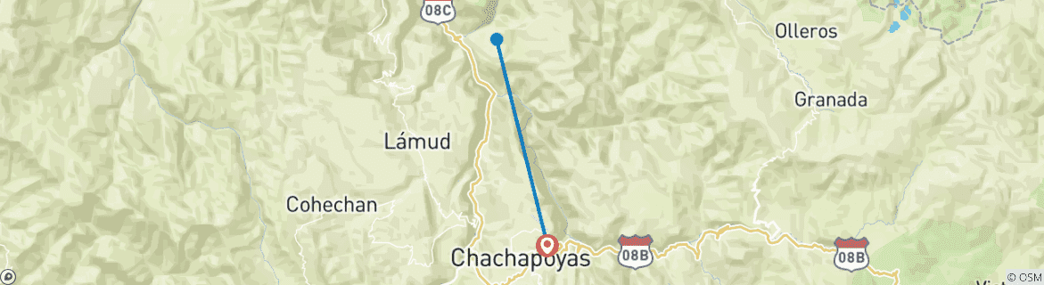 Image d'une carte montrant l'itinéraire du circuit