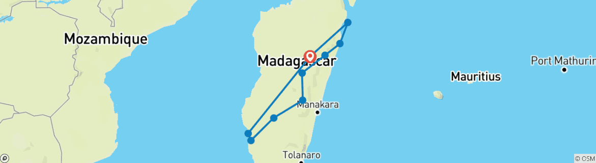 Map of Sea, Sun, and Sightseeing in Madagascar - 14 days