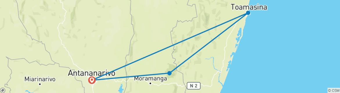 Mapa de Espléndido viaje al este de Madagascar