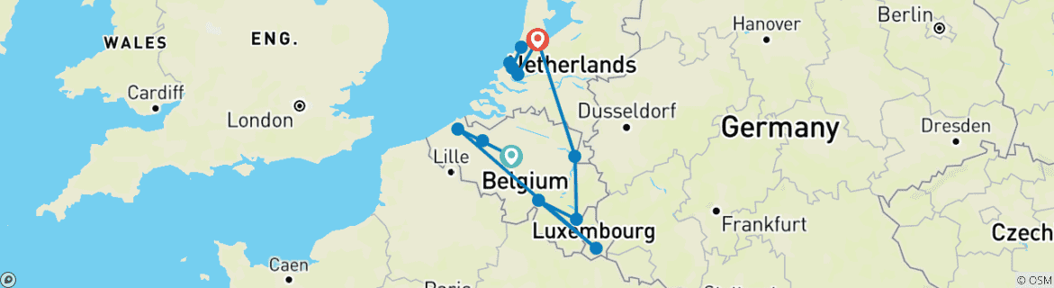 Image d'une carte montrant l'itinéraire du circuit