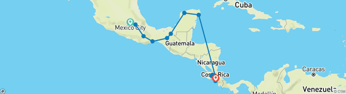 Foto van een kaart met de route van de rondreis