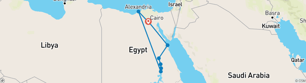 Foto van een kaart met de route van de rondreis