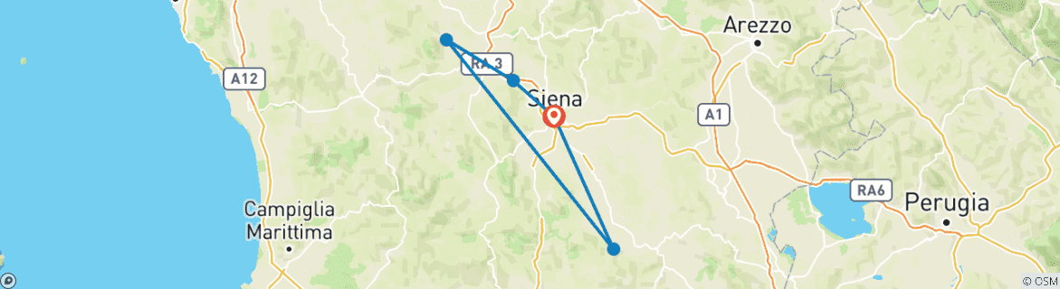 Image d'une carte montrant l'itinéraire du circuit