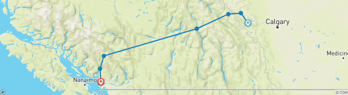 Karte von Chinook - Abenteuer nach Vancouver durch die malerischen Berge von Whistler