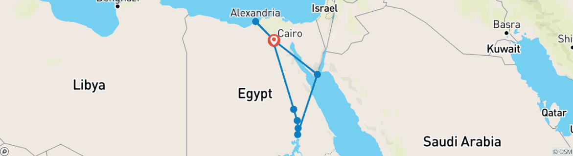 Map of 16 Days Cairo, Alexandria, Nile Cruise and Sharm El Sheikh