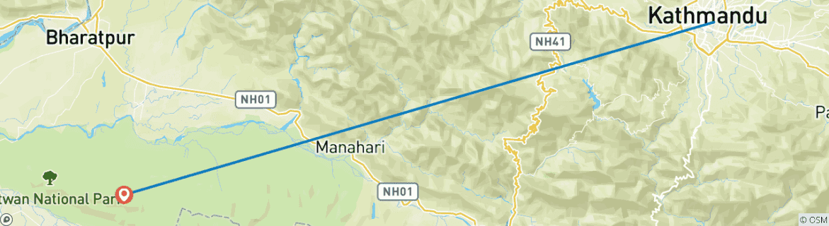 Map of Chitwan Tour with Staying Inside The Park