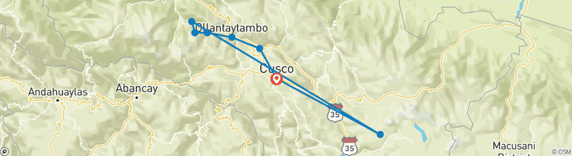 Kaart van De Inca Trail Ervaring 8D7N