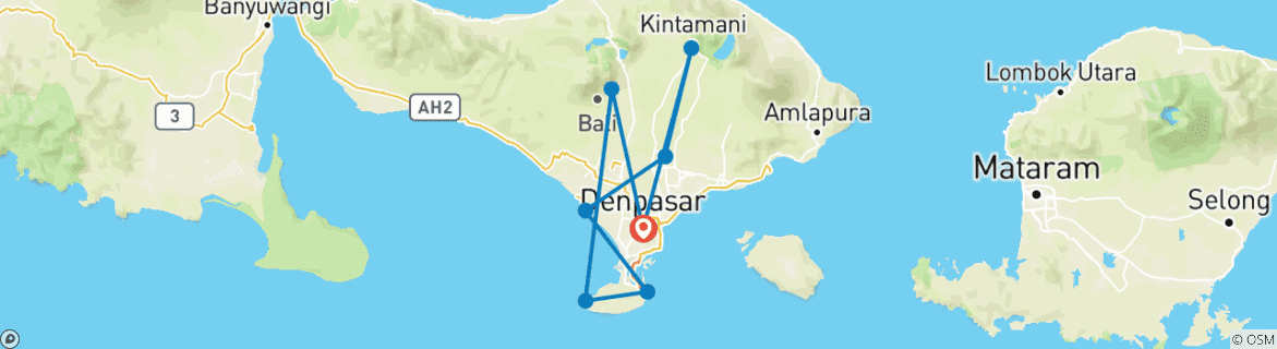 Map of 6 Days Unforgettable Bali Tour with Traditional Cooking Class