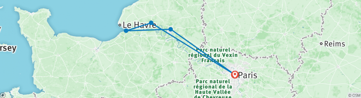 Map of Parisian New Year on the Seine (port-to-port cruise)