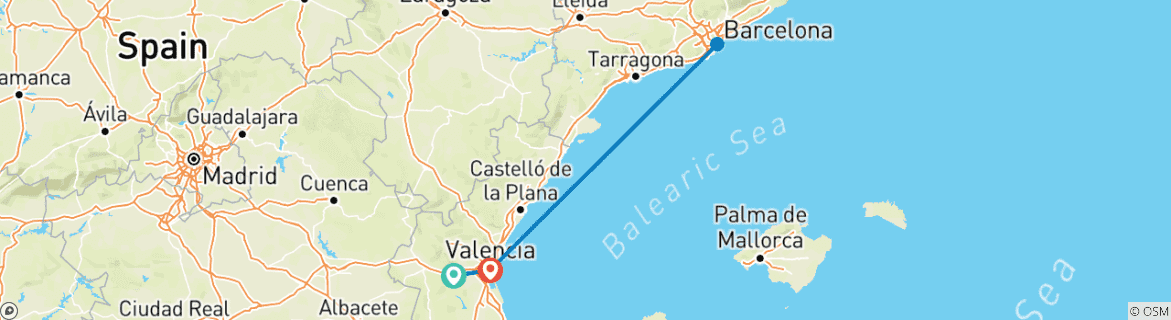 Foto van een kaart met de route van de rondreis