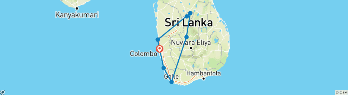 Foto van een kaart met de route van de rondreis