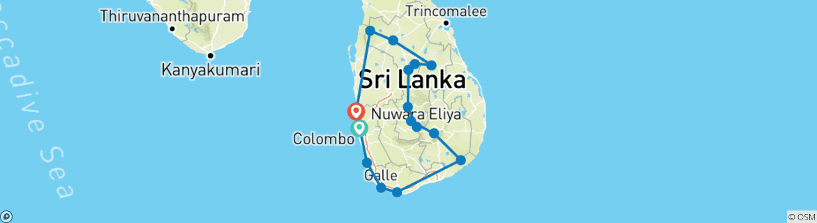 Image d'une carte montrant l'itinéraire du circuit