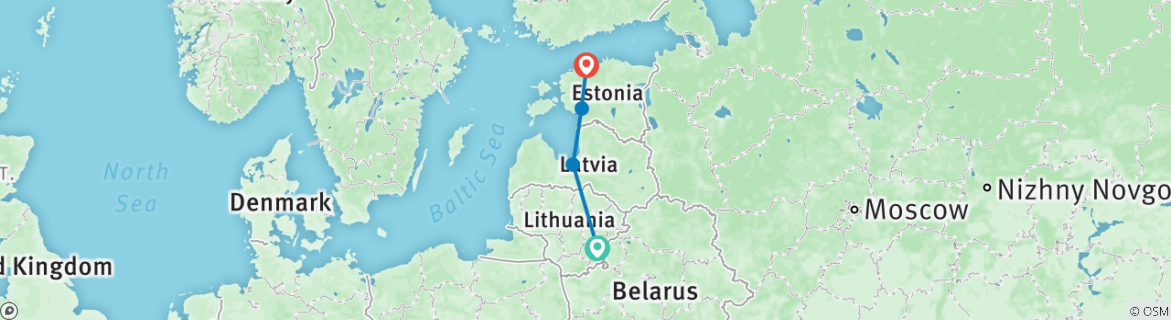 Map of Highlights of the Baltics - 8 days