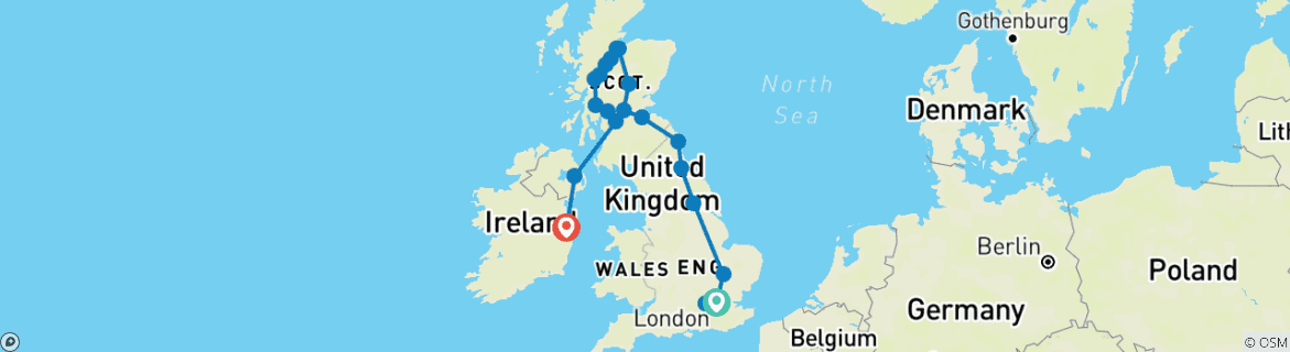 Karte mit der Reiseroute