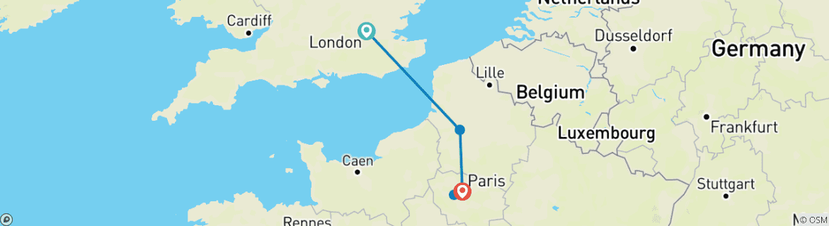 Carte du circuit De Londres à Paris