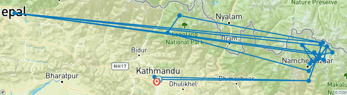 Image d'une carte montrant l'itinéraire du circuit