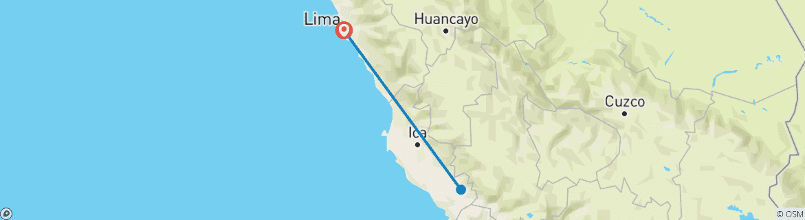 Foto van een kaart met de route van de rondreis