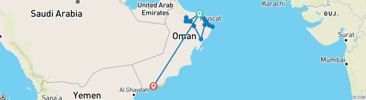 Map of Classical Sultanate Of Oman 10 Nts/11 Days