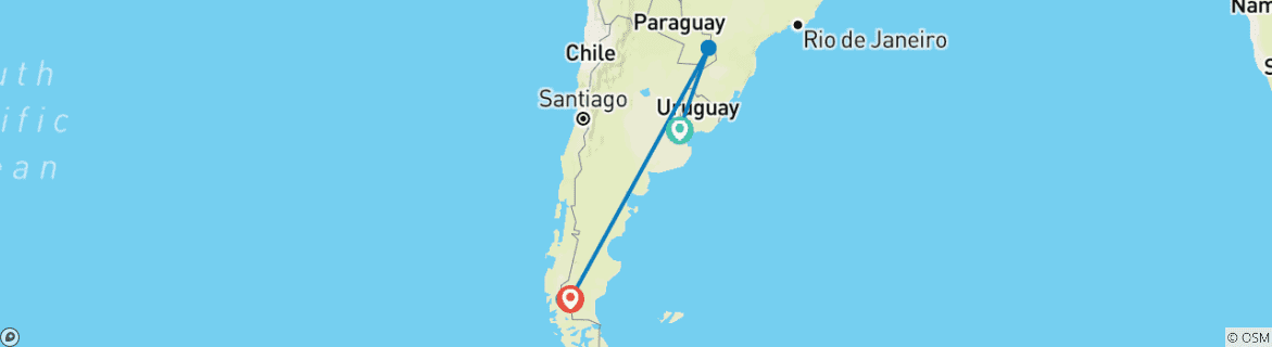 Map of Argentina: Buenos Aires, Iguazú & Calafate or Viceversa - 10 days