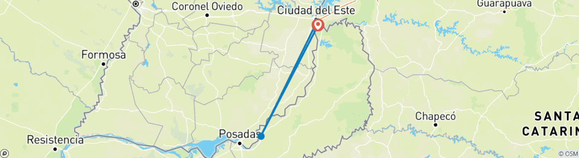 Carte du circuit Argentine - Chutes d'Iguazú et Moconá - 7 jours