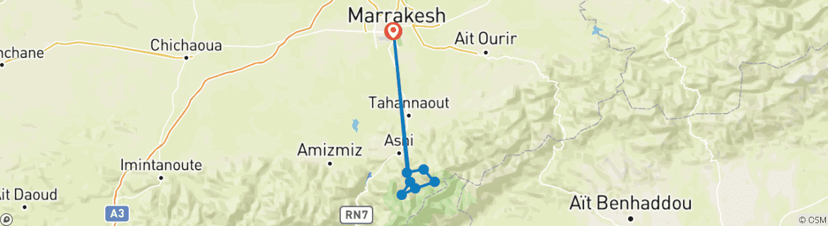 Foto van een kaart met de route van de rondreis