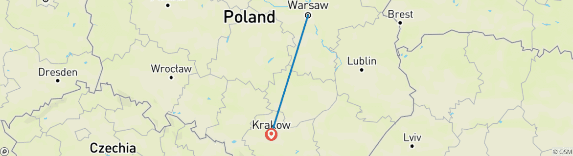 Map of New Year in Poland (Minimum booking of 2 guests)