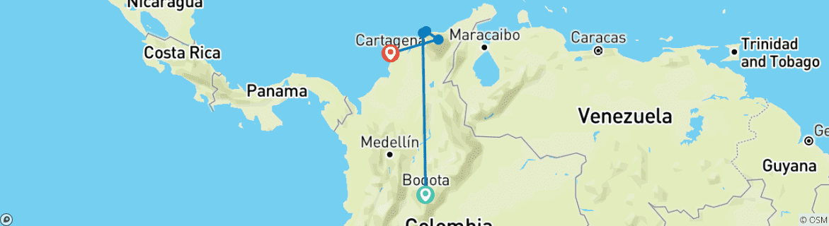 Karte mit der Reiseroute