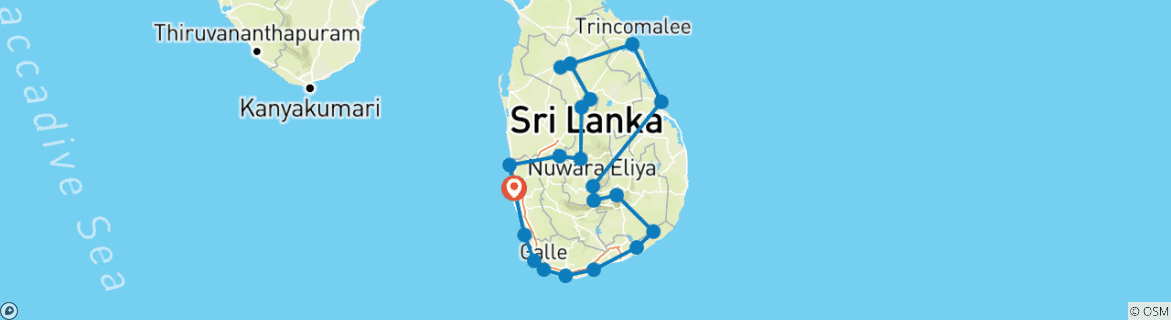 Mapa de Viaje a Sri Lanka 20 días /19 noches