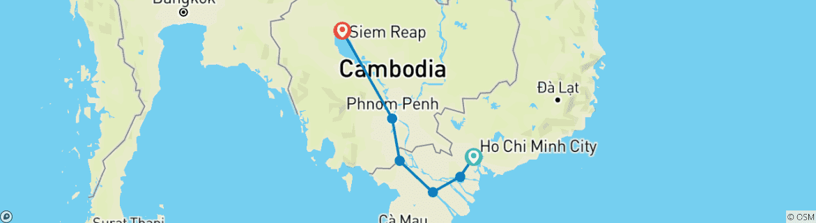 Map of Amazing Vietnam - Cambodia 10 days 9 nights