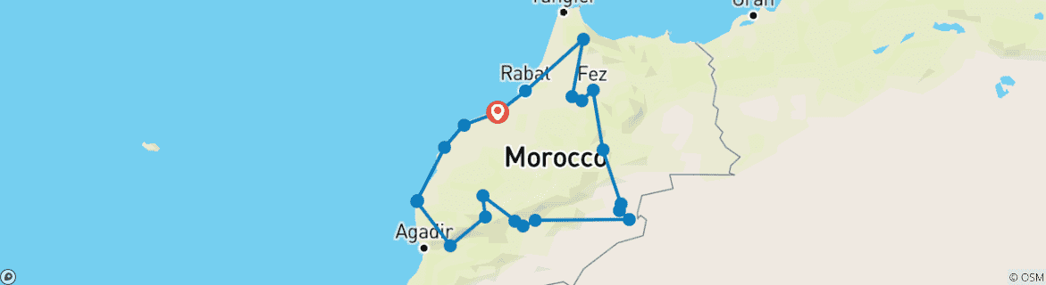 Karte von Große Marokko Rundreise