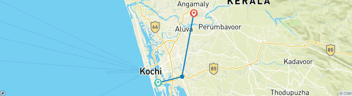 Image d'une carte montrant l'itinéraire du circuit